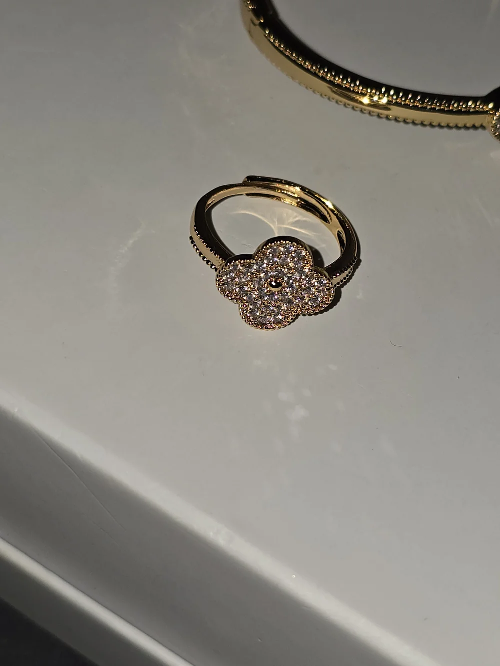22kgp Dubai Jewelry Gold-tone Floral Bracelet and Ring Set - Women Jewelry